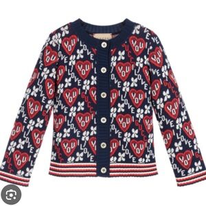 Gucci Blue and Red Sweater with Geometric Pattern